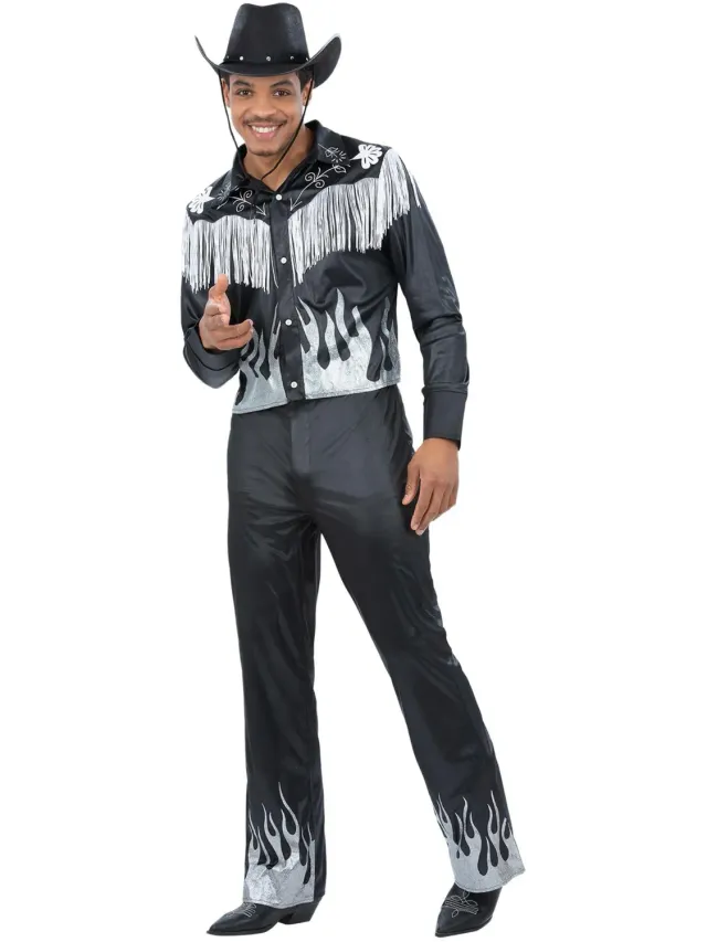 Smiffys Glamorous Cowboy costume uomo nero con frange