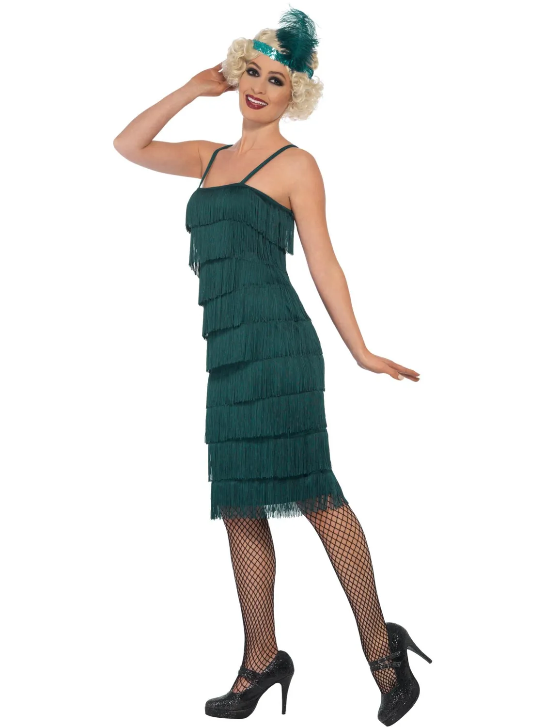 Smiffys Flapper costume donna verde con frange