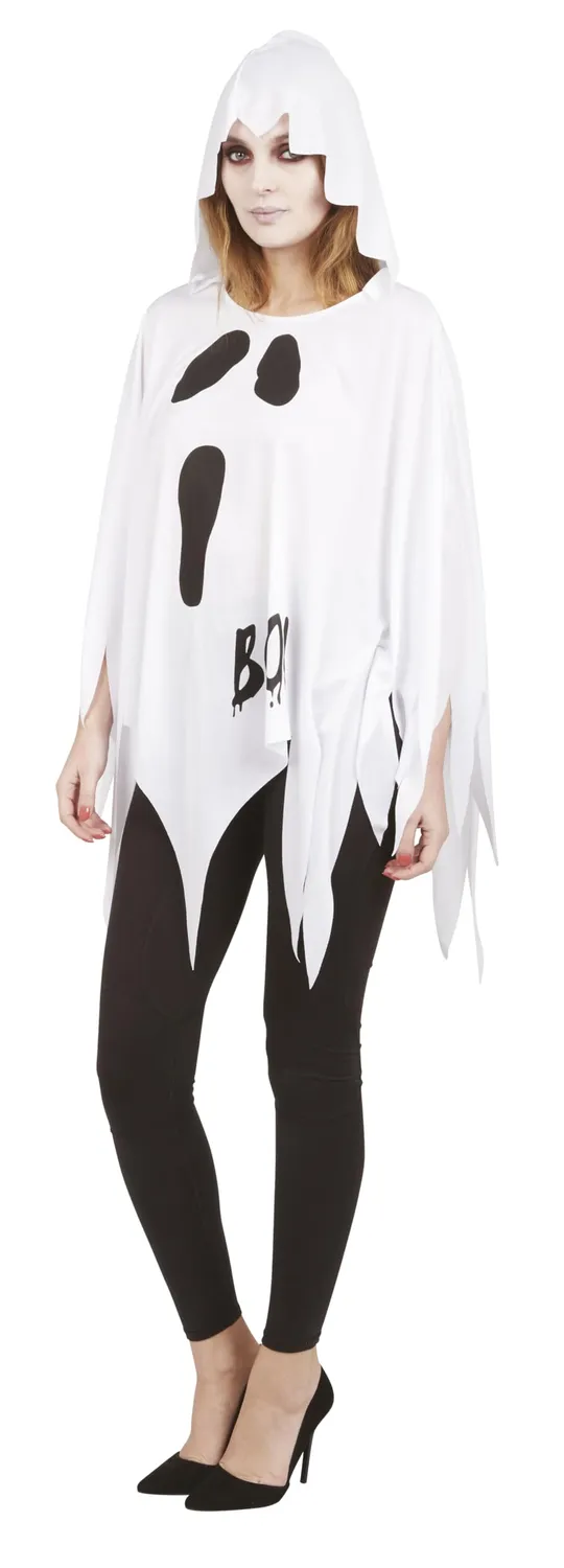 P'tit Clown 22109 costume fantasma poncho bianco adulto