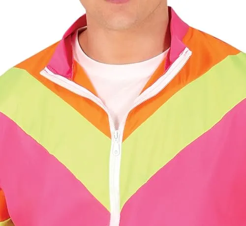 Fiestas Guirca Tuta Righe Rosa Neon costume uomo anni '80