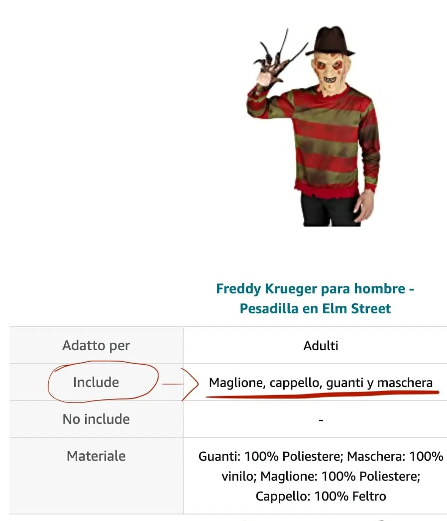 Funidelia Krueger maglia uomo XS Nightmare