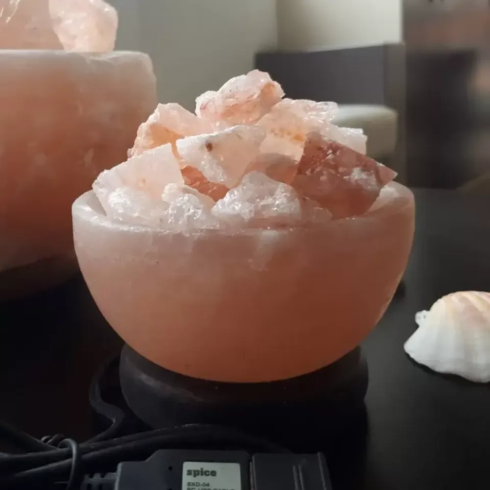 La Bottega di Merlino Braciere lampada sale rosa USB LED