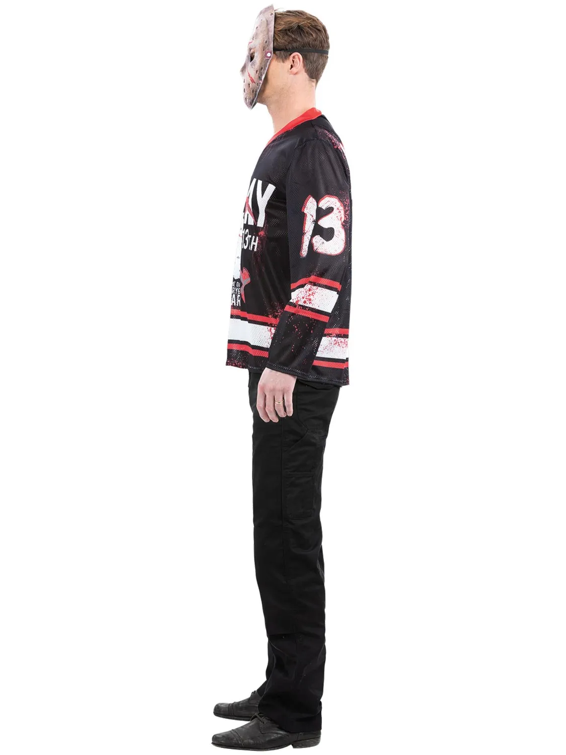 Smiffys Friday the 13th Maglia Hockey Jason Nero Rosso