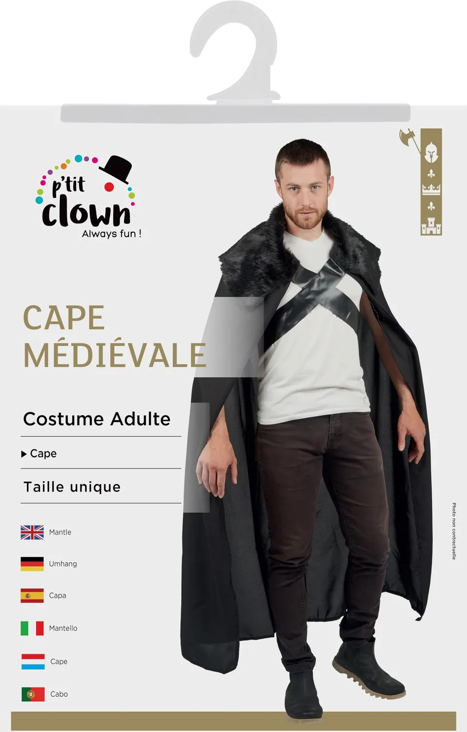 P'tit Clown 44185 mantello cavaliere nero taglia unica