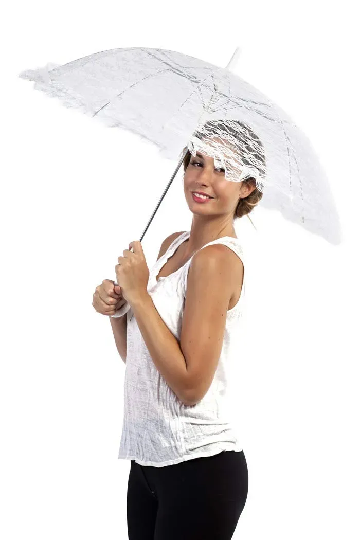 P'tit Clown 11070 Ombrellino in Pizzo Bianco 70 cm