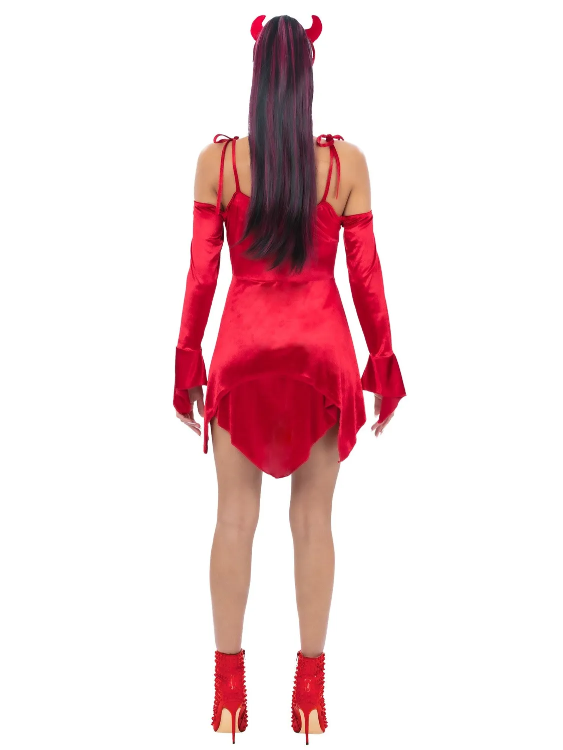 Smiffys Devil costume diavola donna rosso con corna