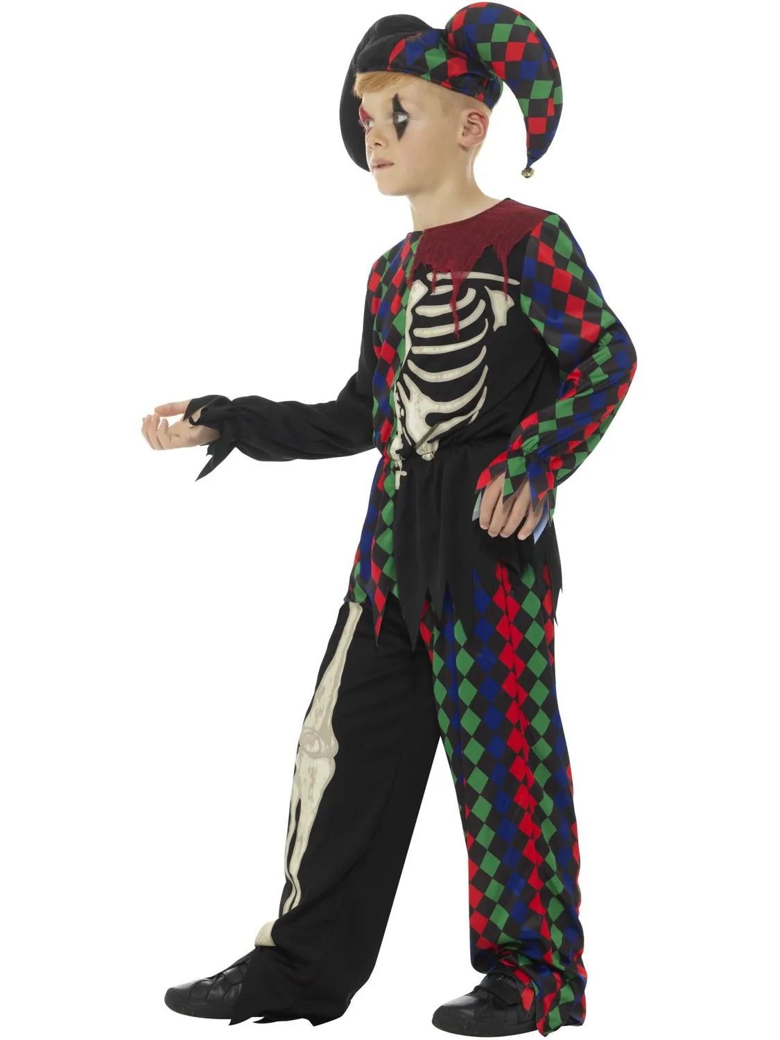 Smiffys Skeleton Jester costume giullare 10-12 anni scheletro