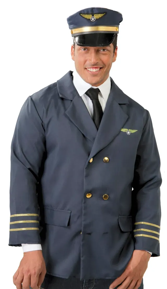 Guirca cappello da pilota aviazione adulto nero travestimento