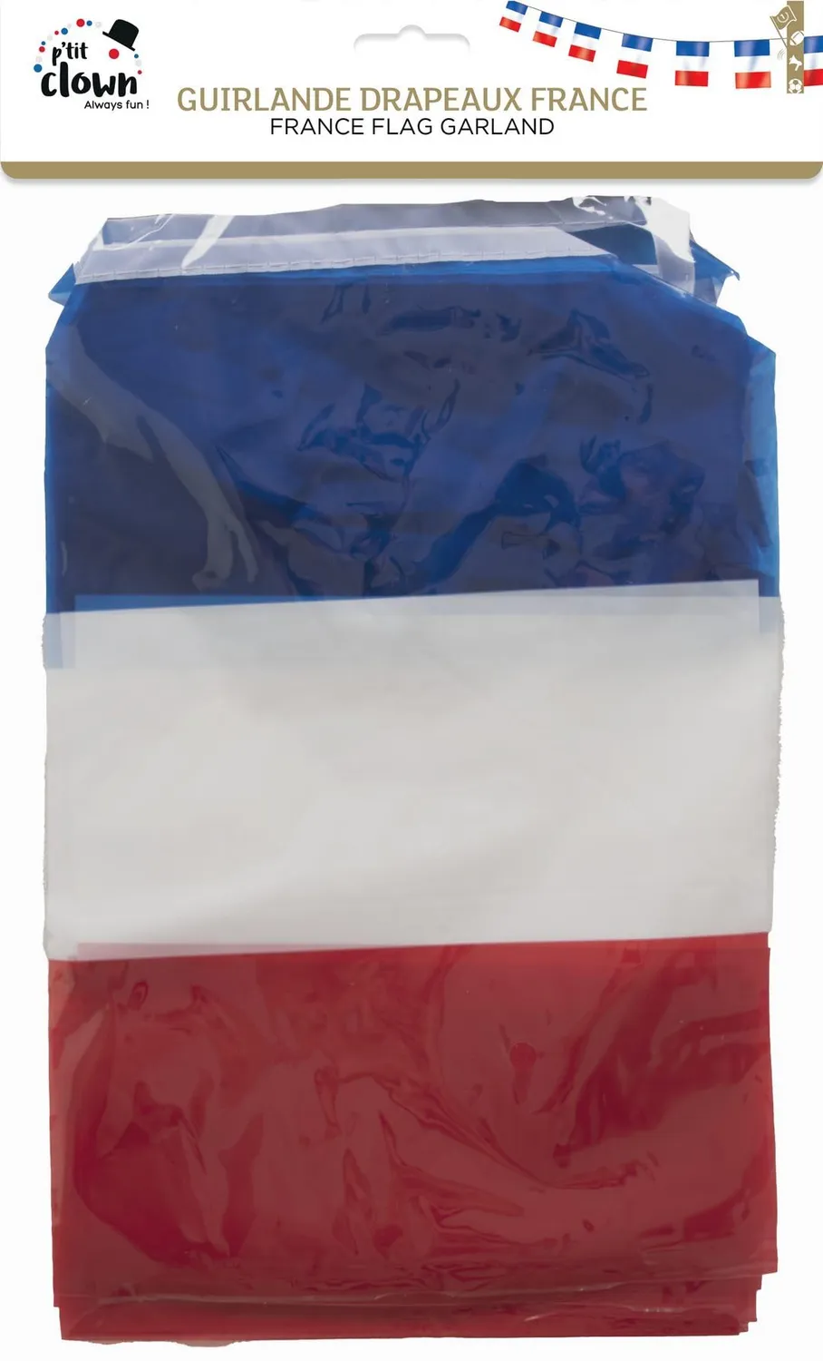 P'tit Clown ghirlanda Francia 5 m 10 bandiere plastica