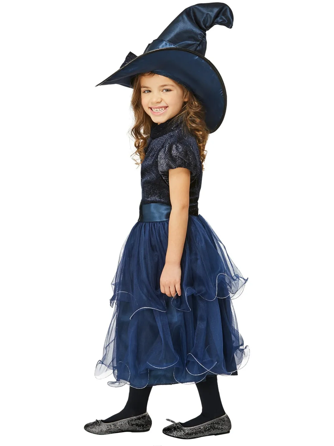 Smiffys Deluxe Midnight Witch costume strega blu 4-12 anni