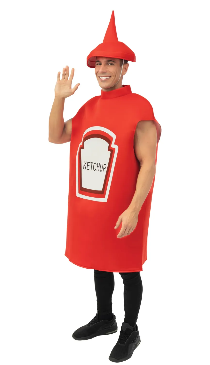 P'tit Clown costume bottiglia Ketchup adulto taglia unica tunica