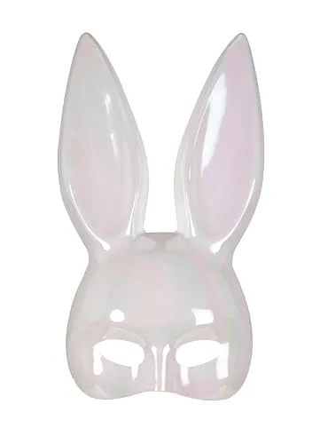 P'tit Clown 23391 mezza maschera coniglio bianco iridescente