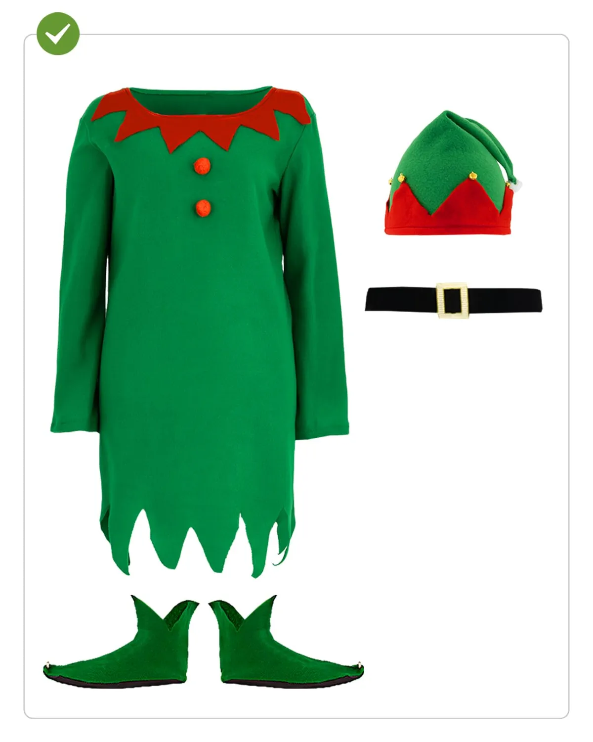 Funidelia Costume Elfa Donna Verde Natalizio per Feste