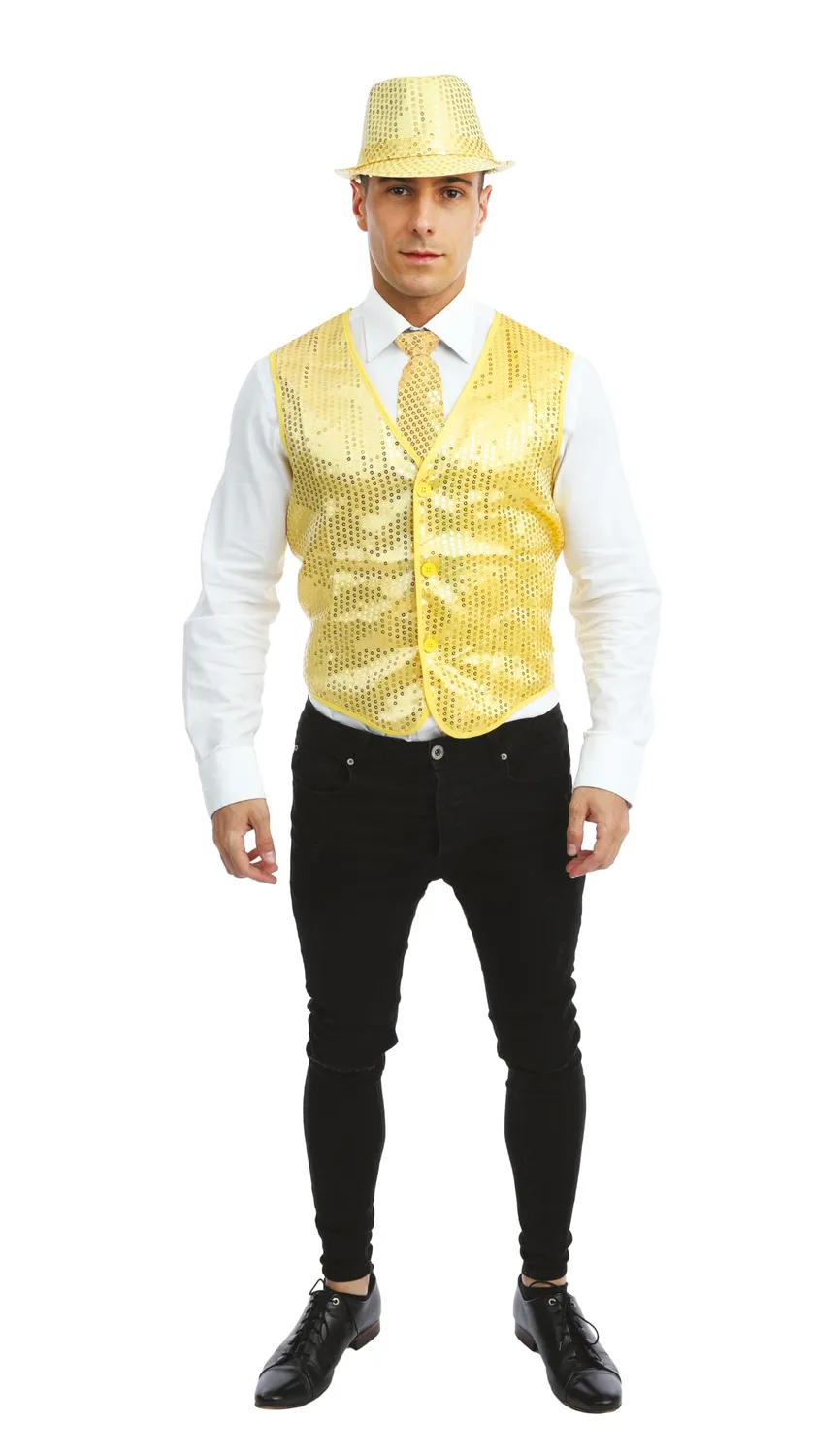 P'tit Clown Gilet Paillettes Smanicato Adulto Nero Taglia Unica