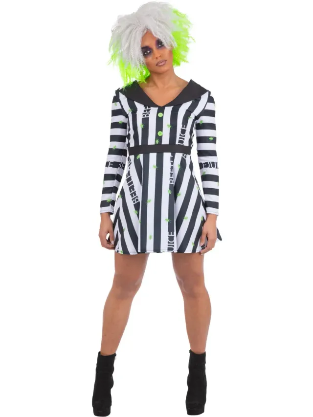 Smiffys Beetlejuice costume vestito donna M righe