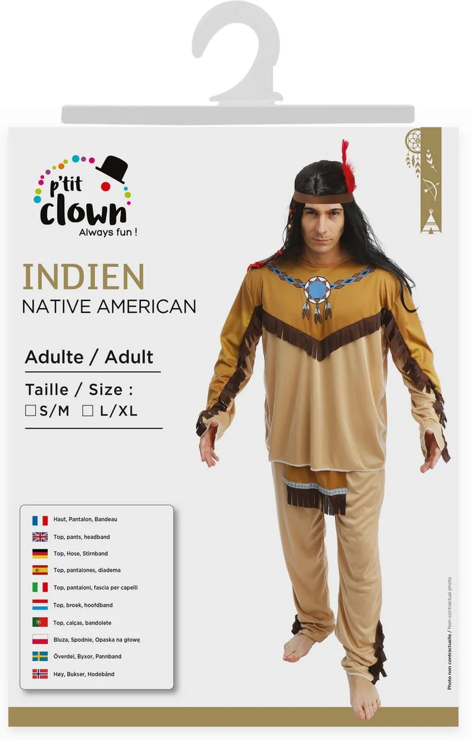 P'tit Clown Costume Indiana Donna Rosso Poliestere Carnevale