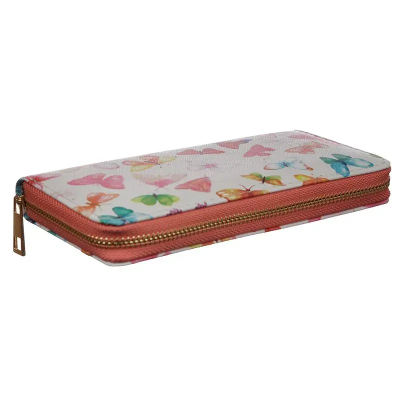 La Bottega di Merlino portafoglio grande zip farfalle 19,5 cm