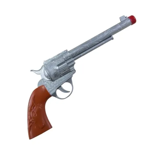 P'tit Clown Revolver Cowboy Finto 28 cm Argento Marrone