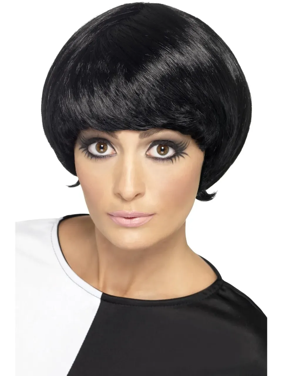 Smiffys 60s Psychedelic Parrucca Nera Caschetto Anni 60