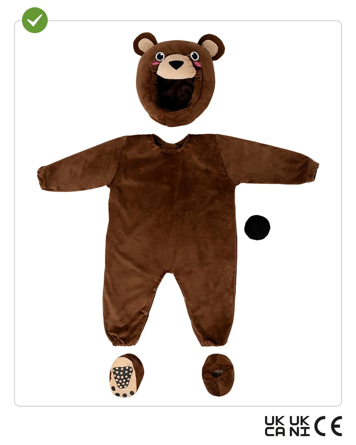 Funidelia Orso Bruno costume neonato tuta calda con coda