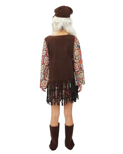 P'tit Clown Costume Hippie Uomo Anni 70 L-XL Carnevale