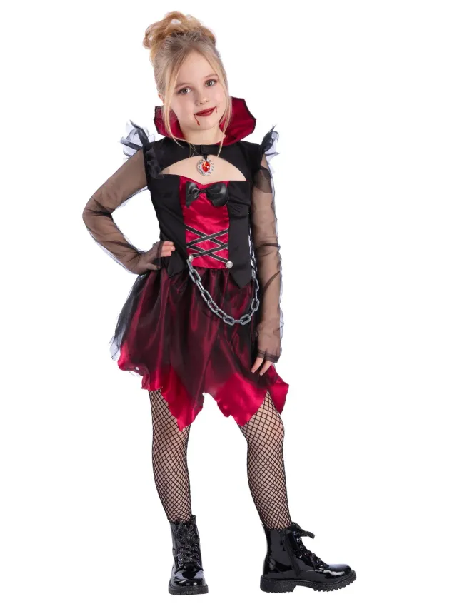 Smiffys Grunge Vampire costume bambina L 10-12 anni nero-rosso