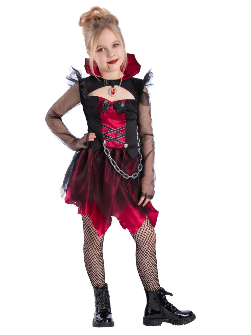 Smiffys Grunge Vampire costume bambina L 10-12 anni nero-rosso