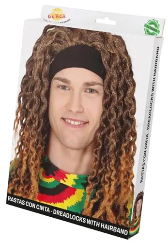 Guirca Dreadlocks parrucca multicolore con nastro