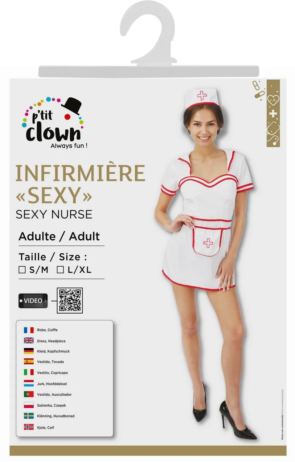P'tit Clown 83574 Costume Infermiera Sexy Bianco L-XL