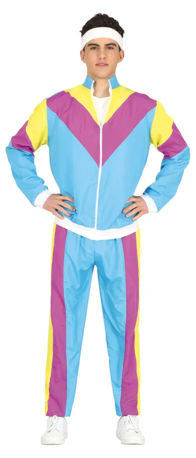 Fiestas Guirca Ginnasta Anni 80 costume bambina blu rosa