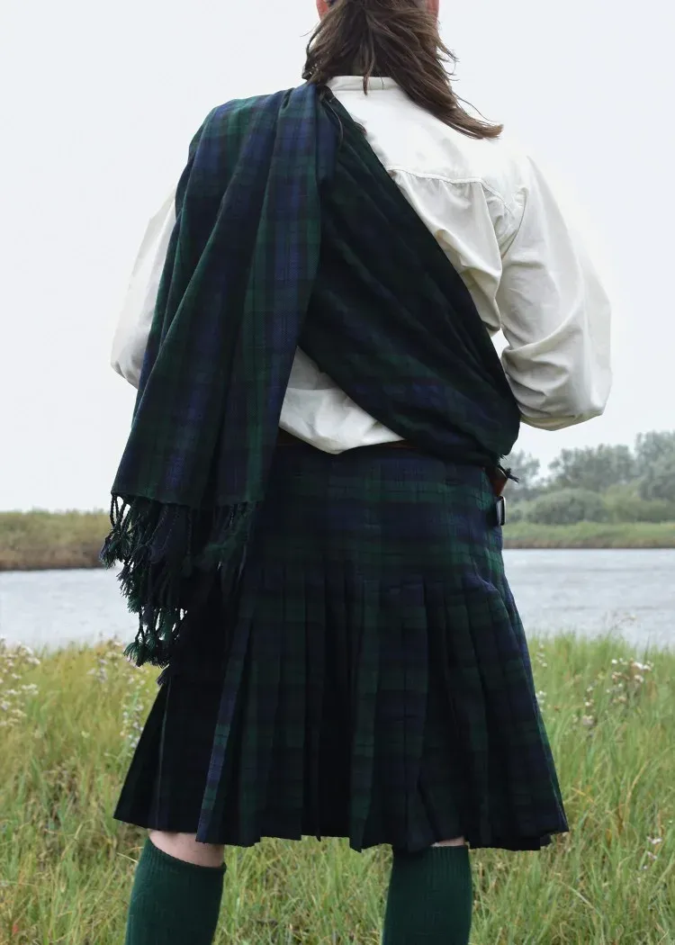 La Bottega di Merlino Plaid scialle tartan nero 234x137 cm poliacrilico