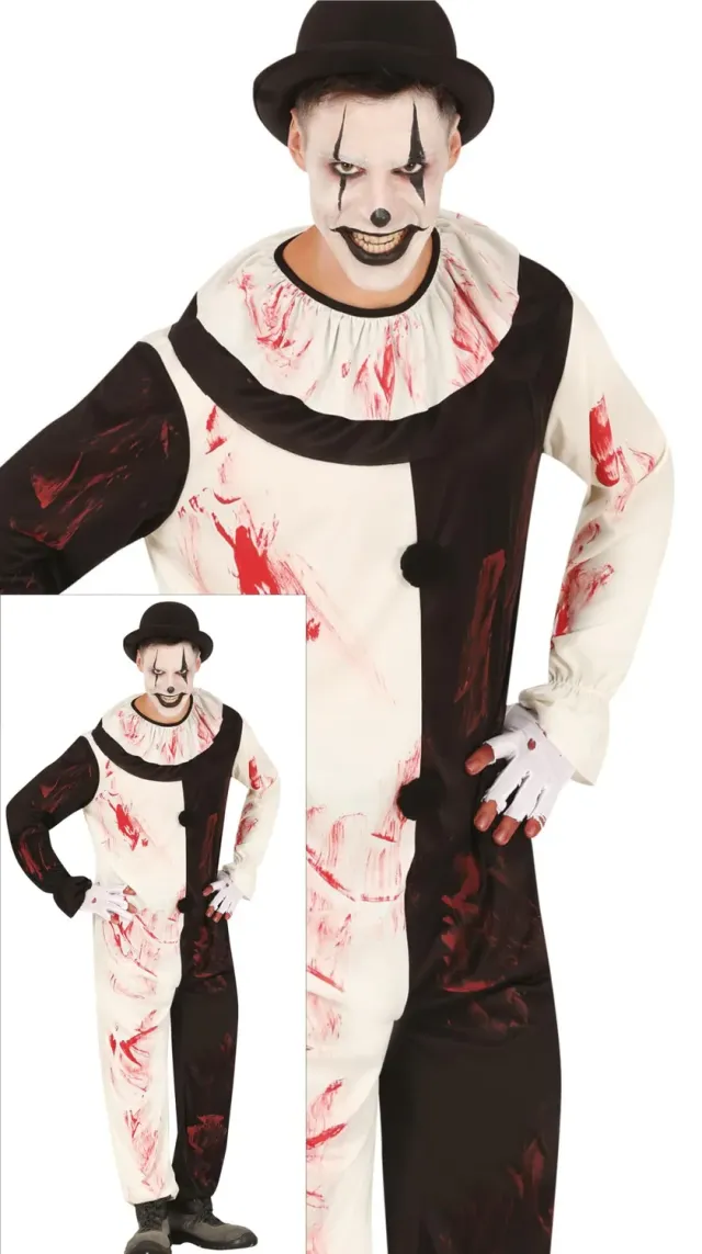 Guirca Costume Clown Terrificante Bianco Nero Taglia L