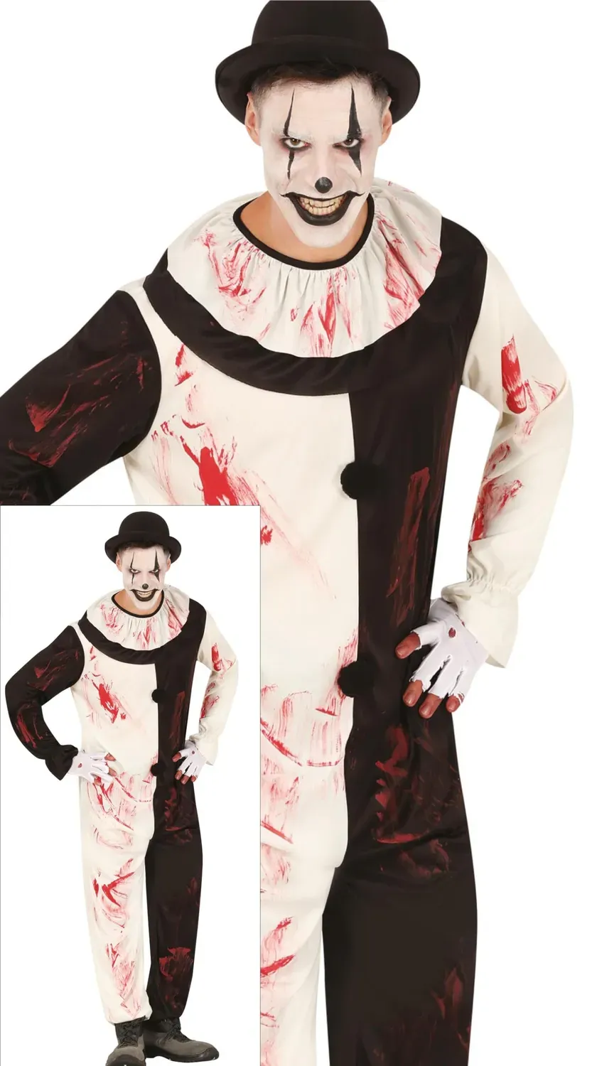 Guirca Costume Clown Terrificante Bianco Nero Taglia L